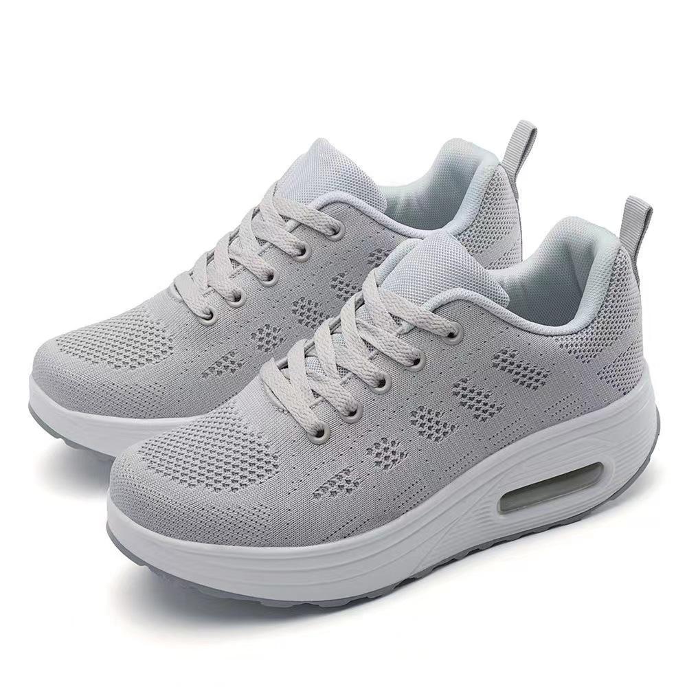 Весенне-летняя новая повседневная обувь из сетчатой ткани, женская дышащая и универсальная, простая спортивная модная обувь, высокие туфли на толстой подошве