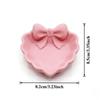 Heart-Shaped 3D Printed Jewelry Tray With Pink Bow, Elegant Decor For Table, Sink & Office Desk, Perfect For Jewelry Storage