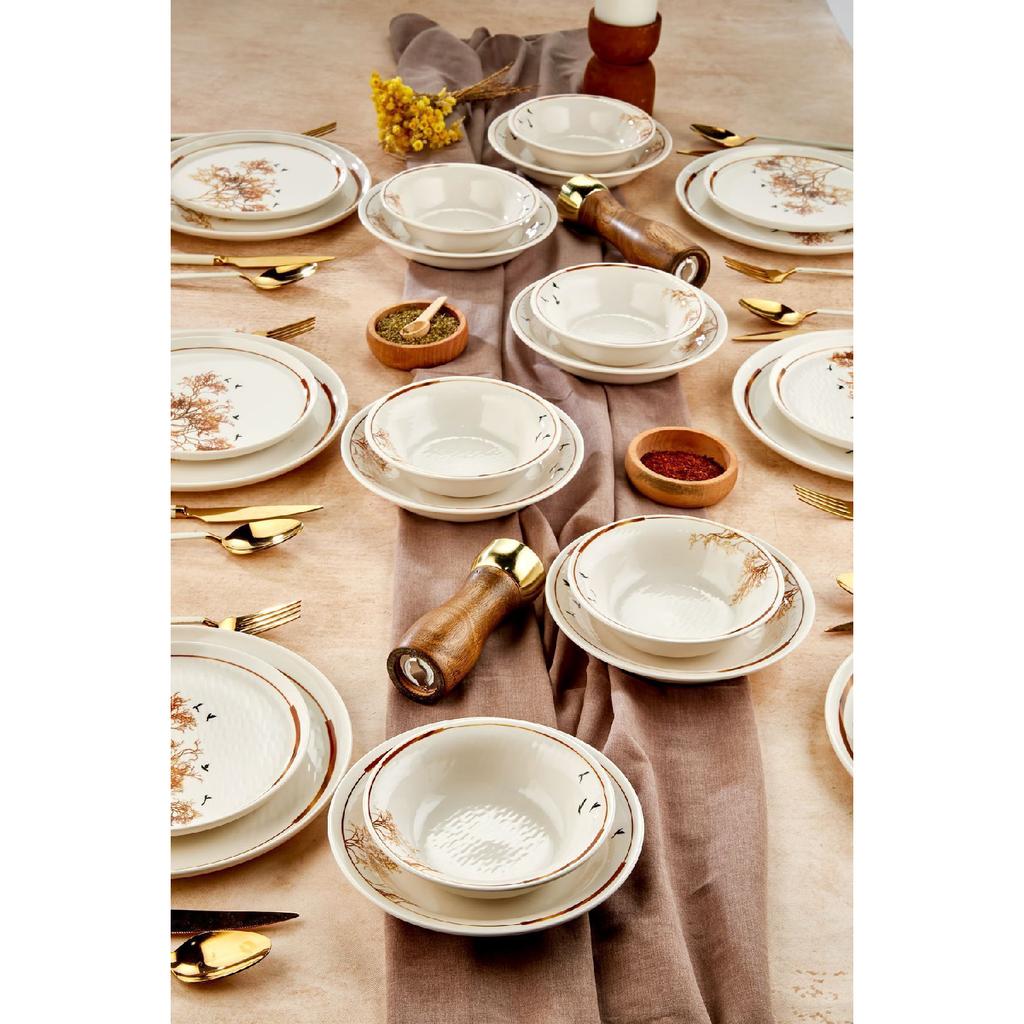 Gold Lux Ceramic Wishing Tree 24 Piece Dinner Set For 6 Persons