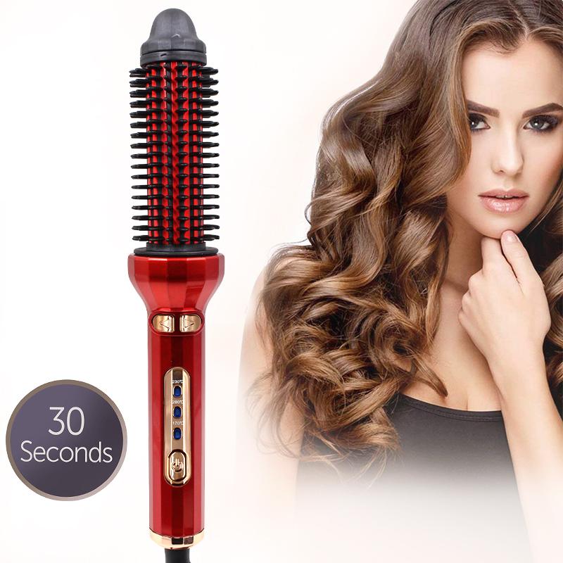 Heated Curling Brush 3-in-1 Ceramic Ion Curling Iron Anti-ironing Round Brush Electric Curling Iron Hair Styling Tool