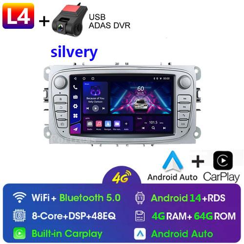 Android 14 для Ford Focus mk2 S-Max Mondeo Galaxy C-Max автомобильное радио Carplay GPS мультимедийный видеоплеер DSP AHD DVR 2din стерео