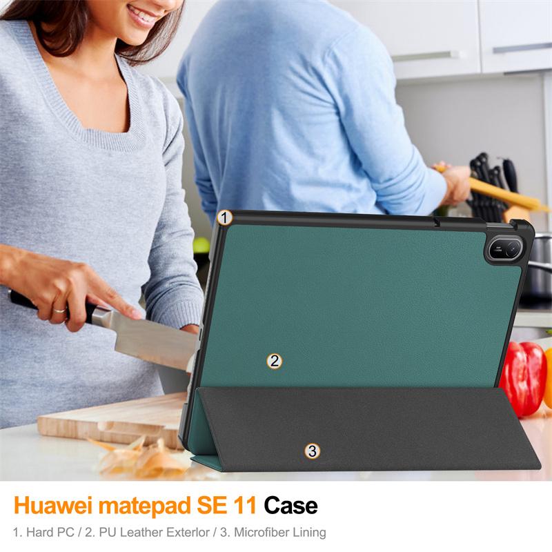 Чехол для планшета Trifold Magnetic Leather Folding Tablet Cover для Huawei MatePad SE 11 2024, защитный складной цветной чехол Multicolor