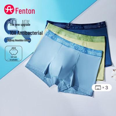 Fenteng Мужские боксеры-брифы из чистого хлопка с антибактериальным эффектом, 3 шт.