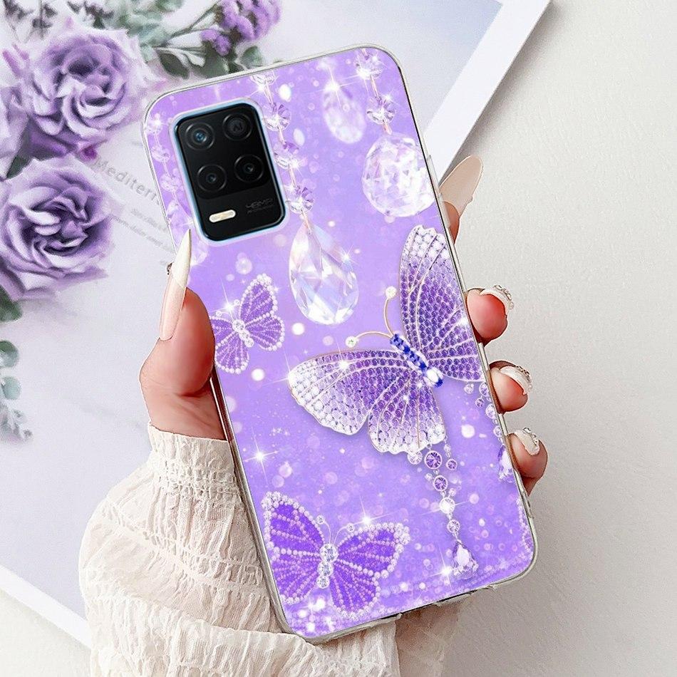 Чехол для телефона Realme 8 5G RMX3241 Realme8 5G Элегантный Цветочный Кот Печать Мягкий Силикон Прозрачный ТПУ Чехлы