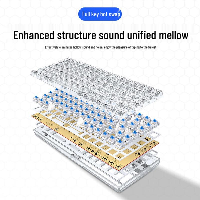 K840 Проводная механическая клавиатура с RGB-подсветкой и кастомным дизайном с трещинами