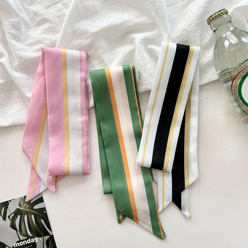 Woman Skinny Silk Scarf 90cm*6cm Long Hair Strip Silk Ribbon Small Neck Scarves Kerchief Lady Bag Handle Ribbon Scarf Tie