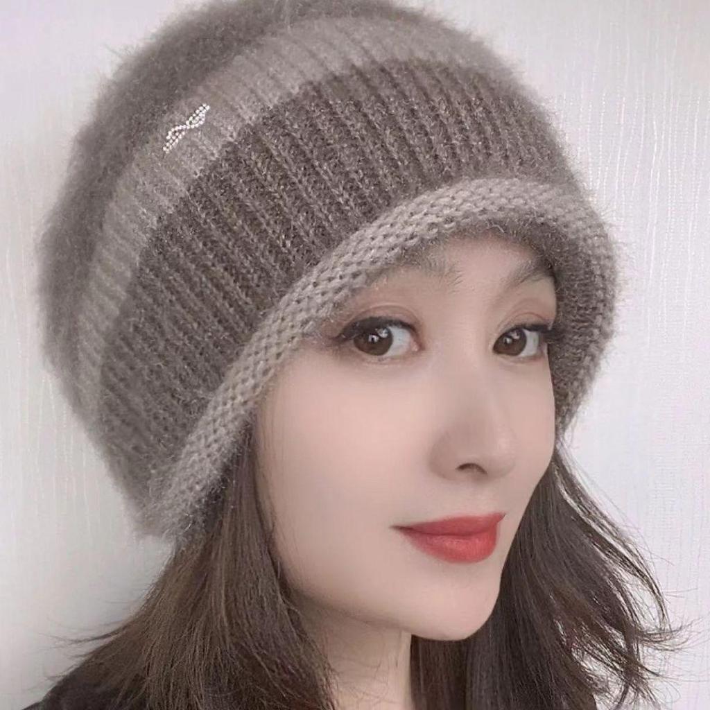Autumn and Winter Polyester Wrapped Head Cap Knitted Hat Women's Warm Hat Wool Handmade Jacquard Hat
