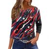 Women’s Long Sleeve Crewneck Top with Printed Star and Stripe Pattern Casual Loose Fit Pullover Shirt for Everyday Wear