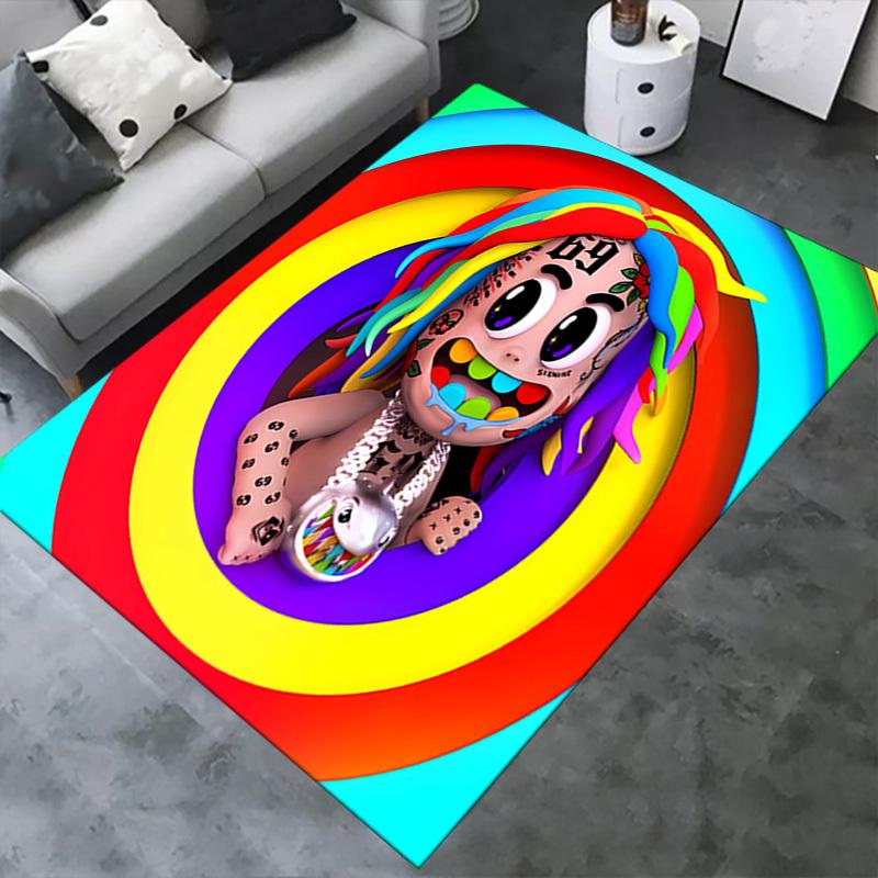 1 шт. 6ix9ine Tattle Tales Офисный ковер Мягкий полиэстер Нескользящий Машинная стирка Внутренний ковер Гостиная