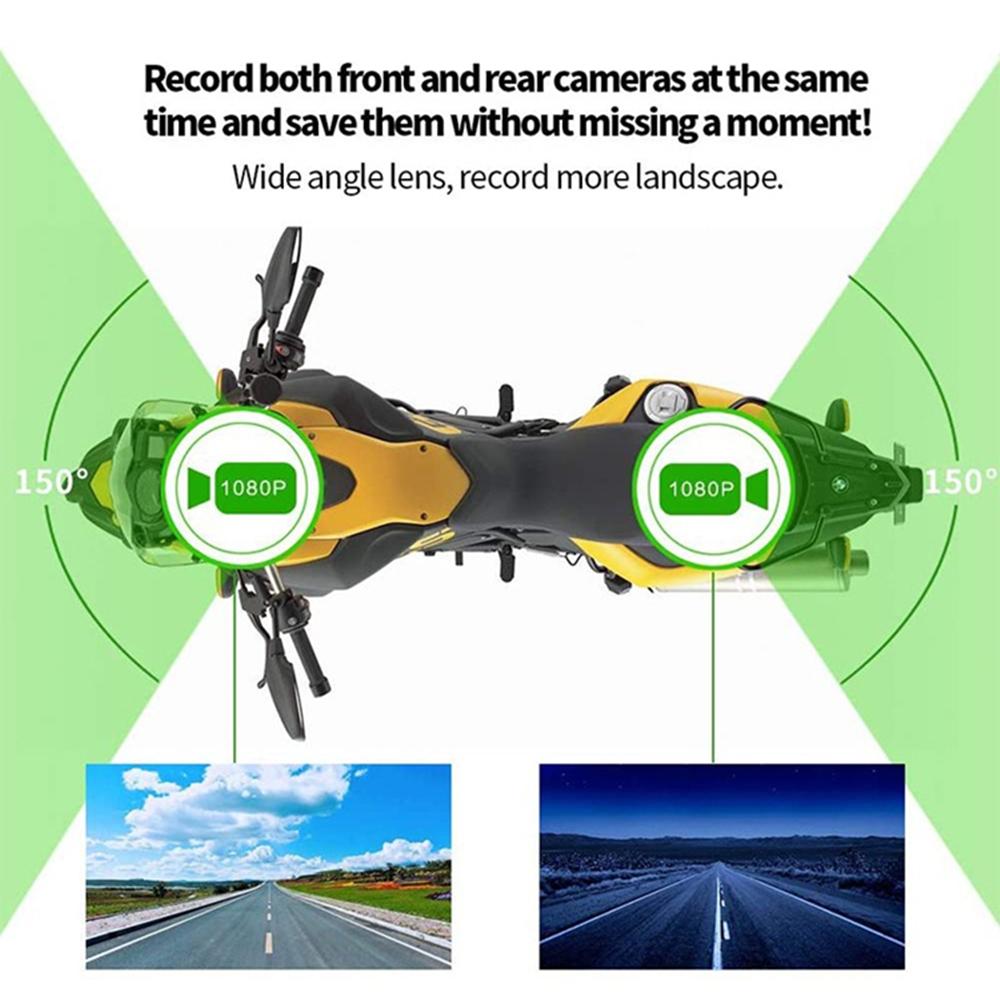 HD WiFi GPS Motorcycle Dashcam, Dual-Channel Front and Rear Cameras, Black Box Video Recorder for Motorbike Riding