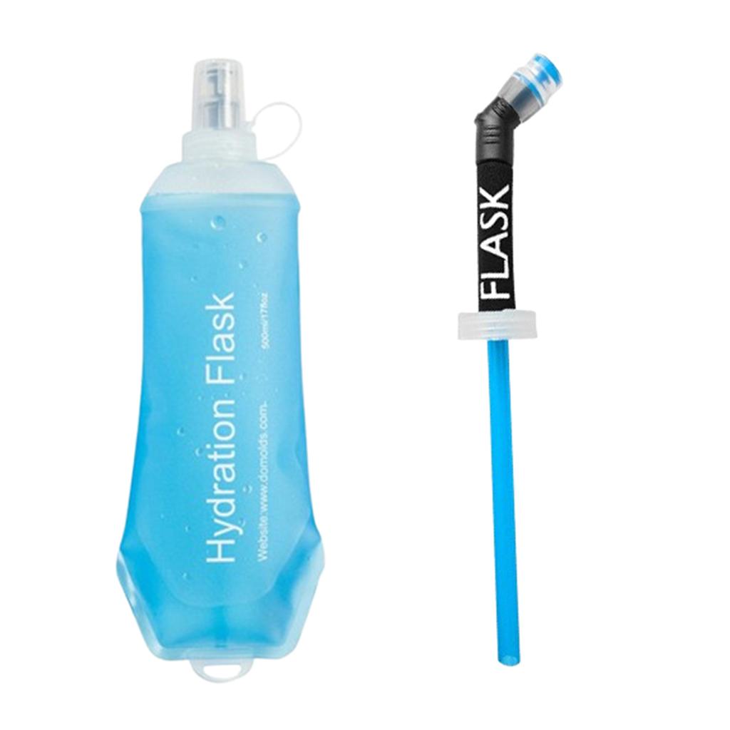 Folding Soft Flask Straw Soft Drink Water Kettle Flask Replacement Straw Lid for Hiking Bicycling Running Climbing