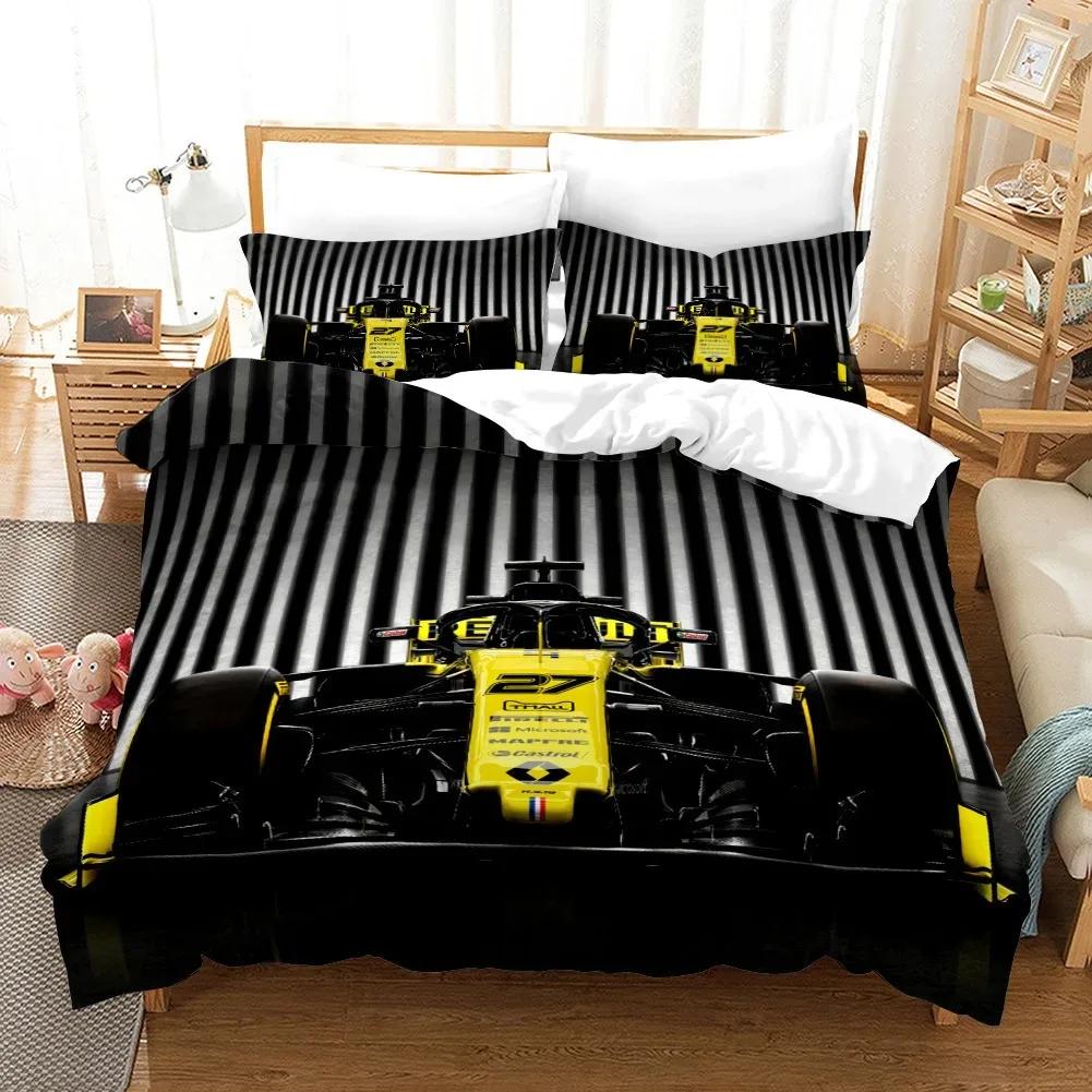 3D Print Red Racing Car F1 Game Racer Bedding Set Double Twin King Duvet Cover Comforter Pillowcase Boys Girls Adults Bedroom