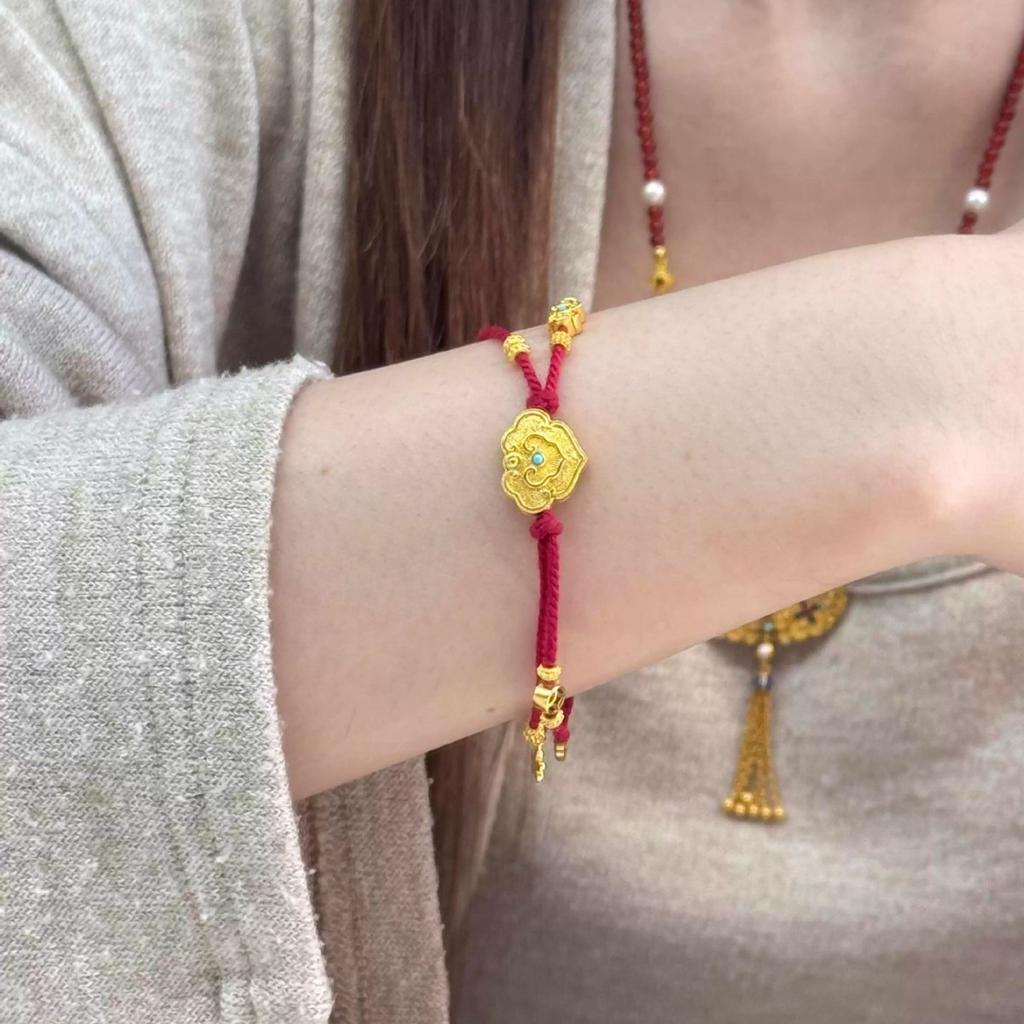 Yellow New Chinese Style Southern Red Agate Tassel Pendant Necklace National Color Fanghua Chain Bracelet Sweater