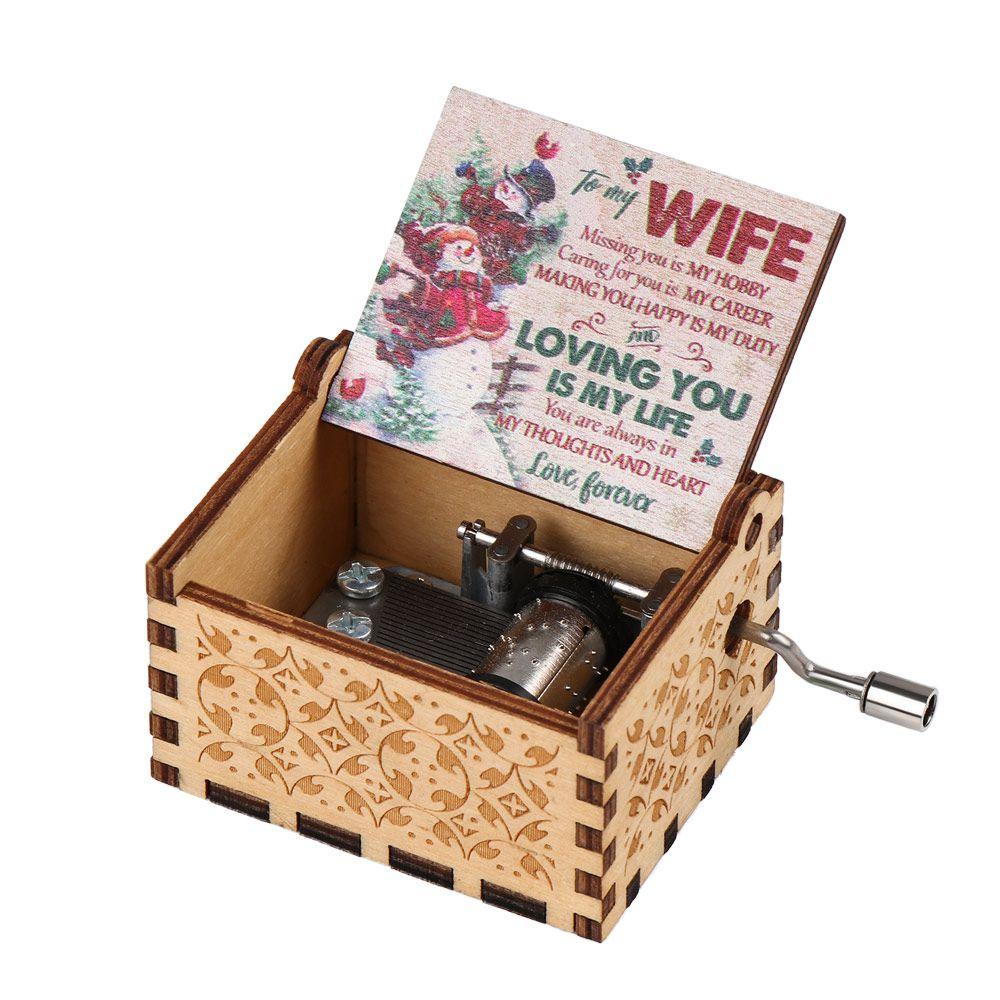 Gifts Wooden New Year Musical Boxes Music Box Merry Christmas Hand Crank