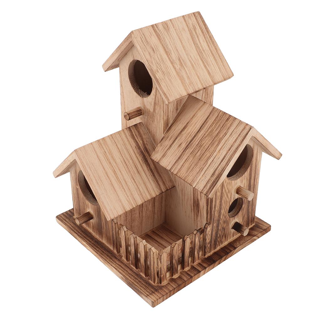Деревянный домик для птиц с крышами, загородный домик для гнездования маленьких птиц, кормушка для дома, для внутреннего дворика на открытом воздухе