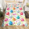 Easter Rose Rabbit Duvet Cover Cute Bunny Happy Easter Bedding Set Full for Kids Boys GirlsRustic Flower Animal Comforter Cover