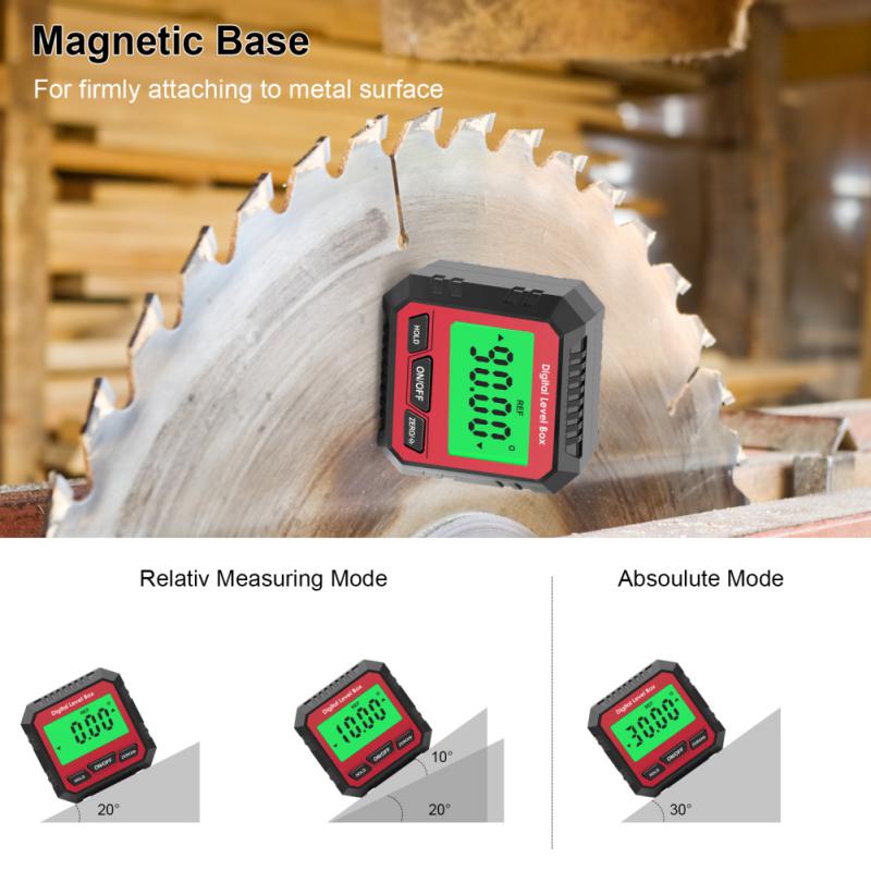 Digital Level Box Protractor Angle Finder 90 Degree Level Gauge Bevel Gauge Inclinometer with Magnetic Based Backlight