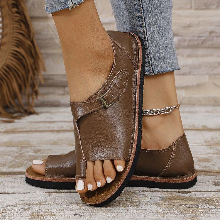 Женские сандалии 2025 года, новые плоские ретро-сандалии с открытым носком, дизайнерские брендовые повседневные пляжные женские сандалии, большие размеры 35-43
