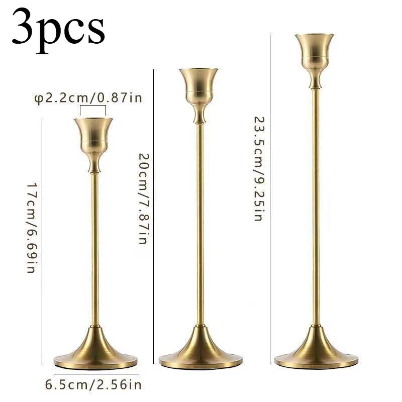 3 шт. Латунные Золотистые Металлические Конусные Подсвечники, Винтажные Современные Декоративные Центральные Подсвечники для Каминной Полки