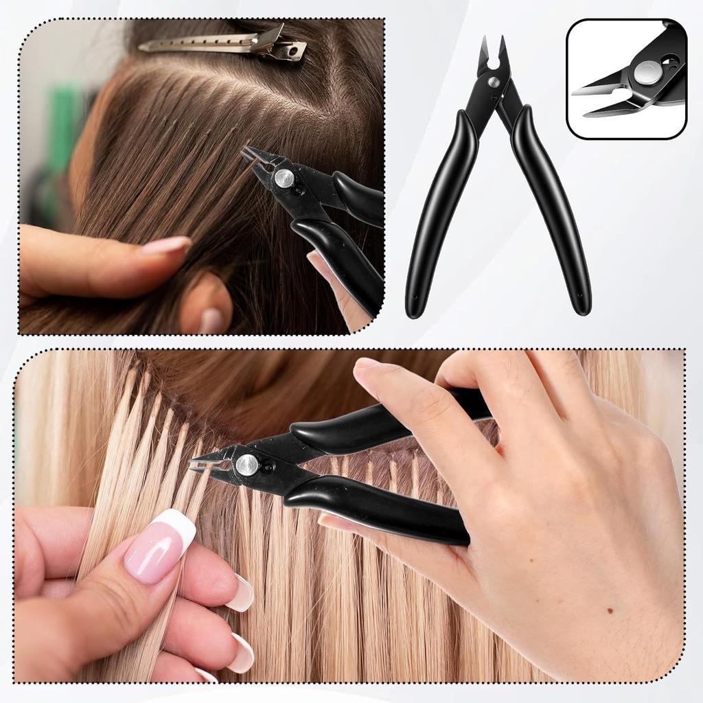 Mini Hair Extension Plier, Flush Wire Cutter Small Hair Pliers with an Opening Spring Keratin Cutting Pliers with an Opening Spring, Hairs Extensions