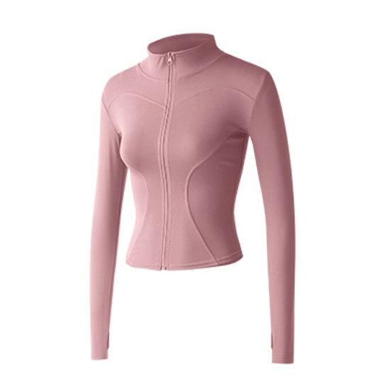 Women Sports Top Stand Collar Zipper Closure Cardigan Sweat Absorption Soft Breathable Thin Elastic Slim Fit Long Sleeve Quick Dry Lady Jogging