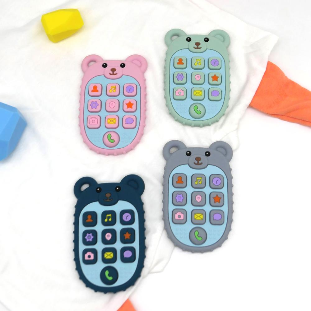 Новый прорезыватель для зубов в форме мобильного телефона Силиконовый прорезыватель Игрушка для прорезывания зубов Детская сенсорная развивающая игрушка Набор подарков для малыша