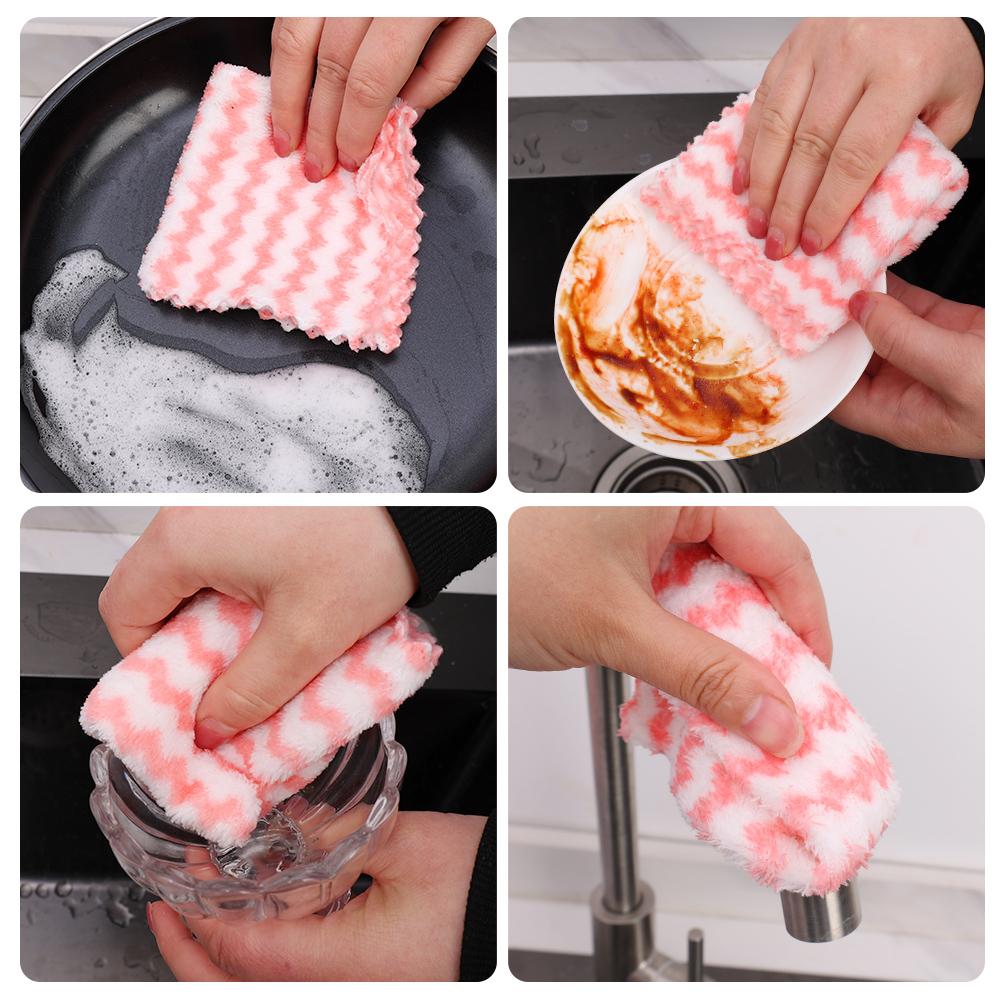 1/3/5/10PCS Kitchen Cleaning Cloths Microfiber Cleaning Rag Oil Free Dishwashing Towel Soft Dish Washing Wipe Dry and Wet Towels