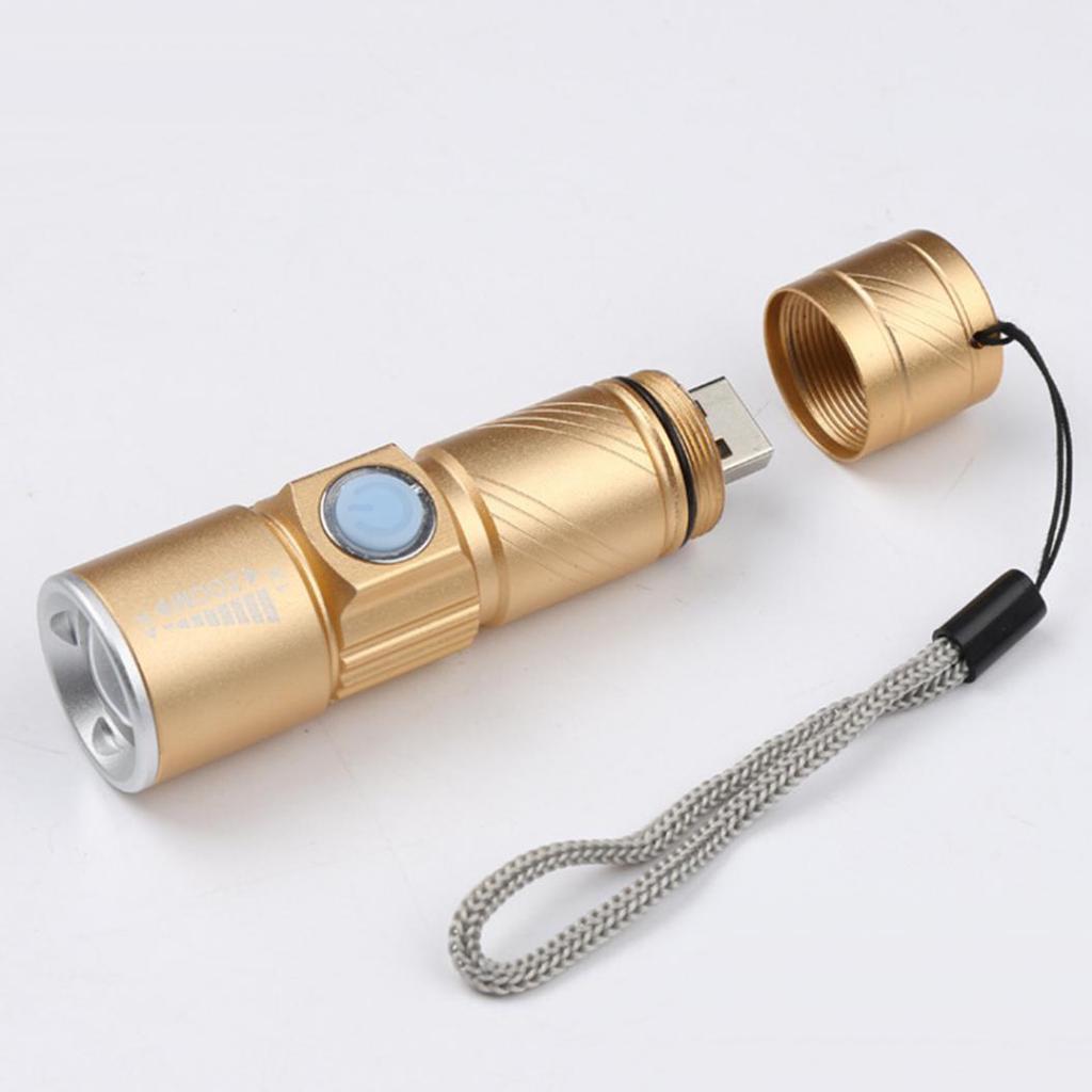 Portable USB Rechargeable Flashlight Mini Handheld Camping Torch Light Lamp