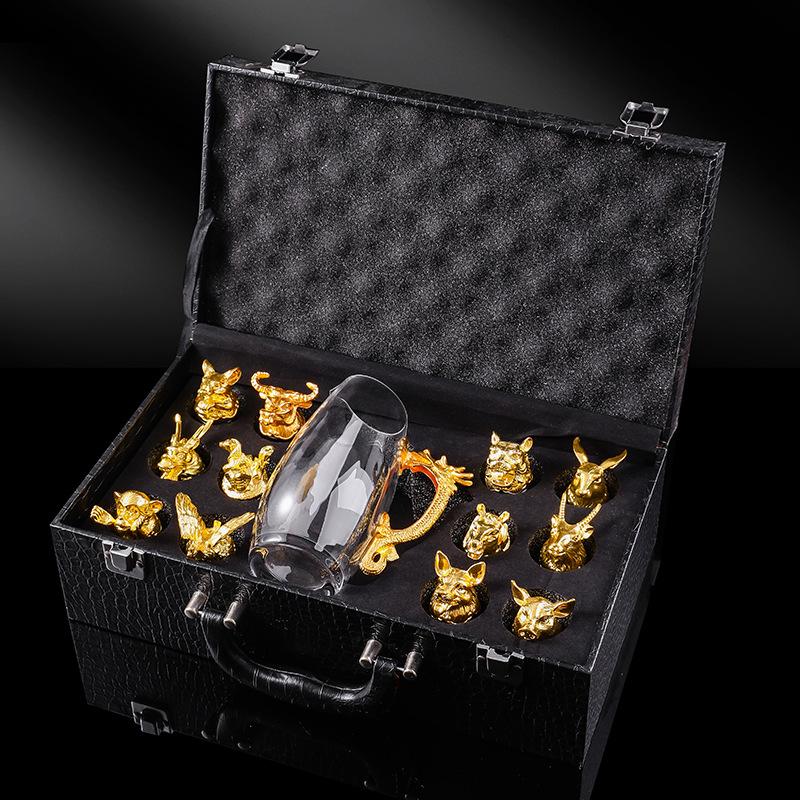 Набор бокалов для вина по знаку зодиака, чарка для байцзю, один бокал, прочное стекло, винный бокал, хрустальный бокал, маленький винный бокал, 1 два бокала можно