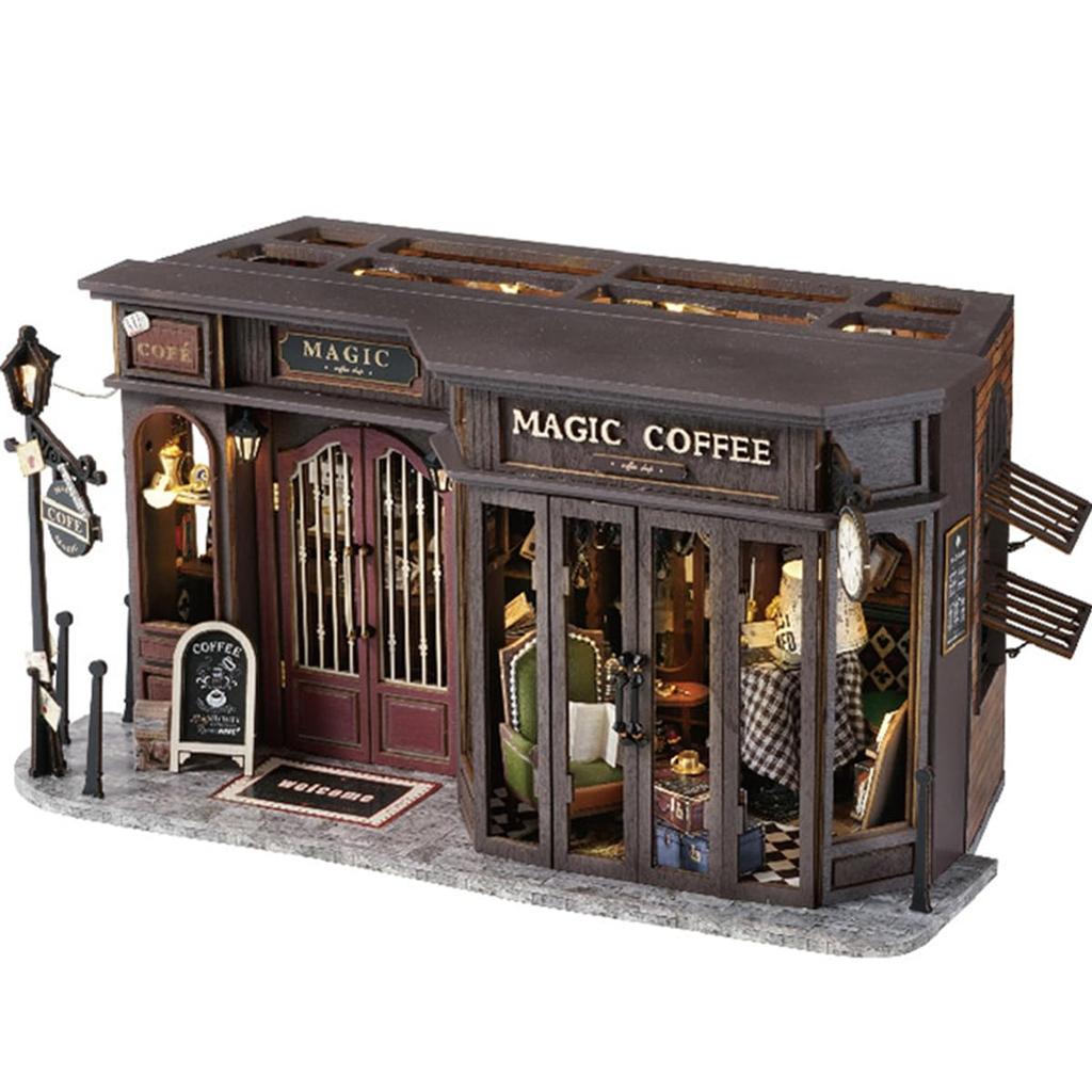 Dollhouse Handmade Kit Set Miniature Vintage Coffee Shop Retro Coffee Shop (t-FREAK)