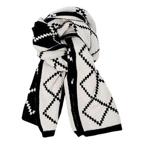 Yousheng Women Scarf Rhombus Pattern Knitted Scarf Double-Sided Warm Lightweight Winter Neck Warmer Outdoor Cycling Scarf