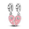 Pink Series Copper Infinity Love Mum Heart To Heart Dangle Beads Original Accessories Charm Bracelets Women Jewelry
