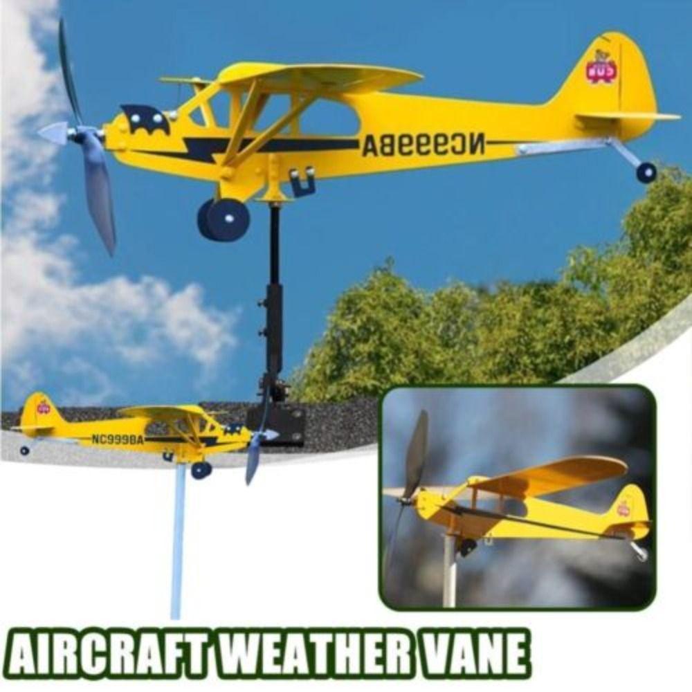 Metal 3D Windmill Wind Direction Compass Airplane Weathervane Garden Decoration Weather Vane