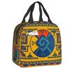Hunab Ku Mayan Symbol Leather Texture Insulated Lunch Bags for Women Resuable Thermal Cooler Food Lunch Box School