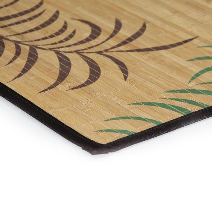 Tapis salon en bambou imprimé feuilles exotiques beige 70x120