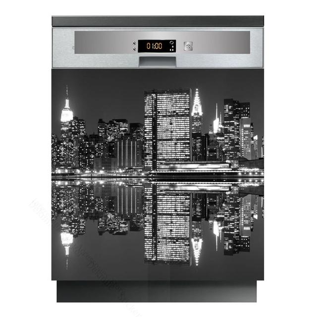 Black Background Modern Self Adhesive Dishwasher Sticker Fridge Sticker Wall Stickers Door Cover Kitchen Accessories Wall Mural