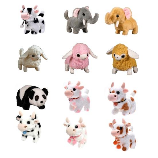 Детская электрическая плюшевая игрушка в виде животного, ходящая, виляющая хвостом, интерактивный слон, овца, корова, панда, плюшевая игрушка, развивающая игрушка-симулятор животного для малышей