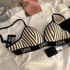 New high school student striped small-breasted underwear women's suit without steel ring gathering anti-sagging and seamless upper support bra cover
