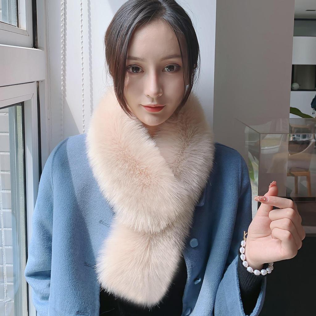 Женский теплый снуд-шарф из искусственного лисьего меха: Толстый галстучный воротник для осени и зимы