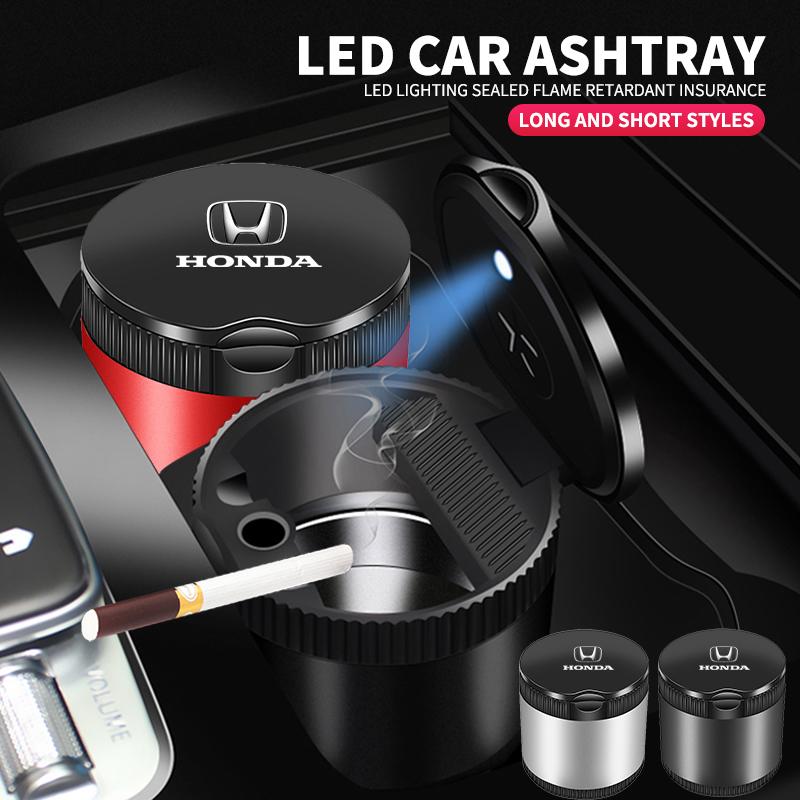 Car LED Ashtray Garbage Coin Storage Cup Container Cigar Ashtray For Honda Civic Fit Jazz Accord Pilot CRV Odyssey Passport