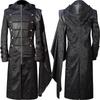 Men's Steam Retro Uniform Stand Collar Black Leather Punk Gothic Cape Coat