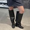 Two-wear Removable Knee-length Boots, Summer New Retro Thick-heeled Rivets, Thin Tall Stacking Boots