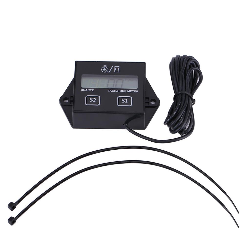 LCD Digital Tachometer Tach/Hour Meter Gauge RPM Tester for 2/4 Stroke Gas Engine Motorcycle RPM Hour Gauge Tach Hour Gauge