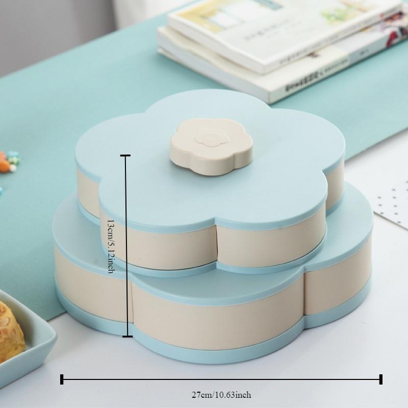Вращающаяся коробка для закусок в форме лепестка, поднос для конфет, коробка для хранения еды, свадебные тарелки для конфет, двухъярусный органайзер для сухофруктов, хранение