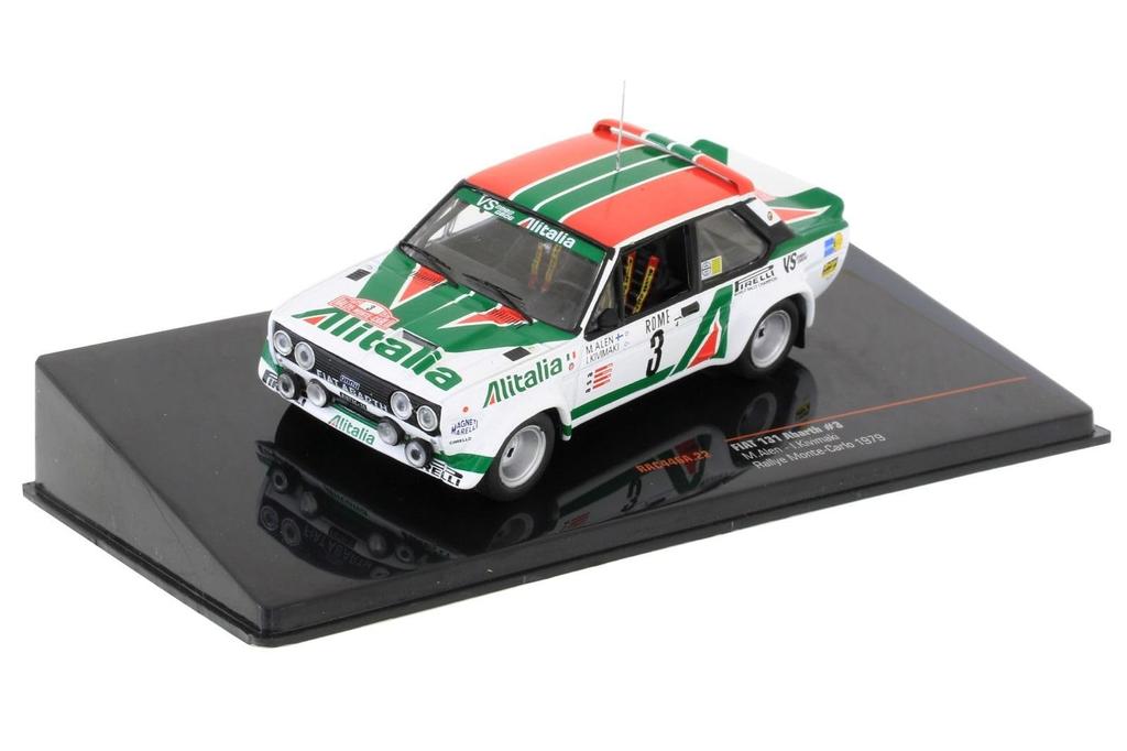 IXO Fiat 131 Abarth Diecast Model 1/43 Monte Carlo Rally 1979 #3 M. Alen/I. Kivimak Ready-to-Display Diecast RAC446A