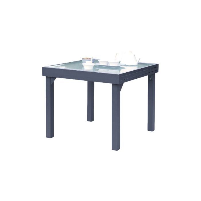 Garden Furniture Set Modulo T 4 / 8 + F 4 Full Glass Anthracite Grey Wilsa Garden