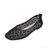 Женские прозрачные кружевные мягкие туфли на плоской подошве, женские пикантные черные туфли-лодочки с квадратным носком, летние дышащие бежевые нескользящие туфли на плоской подошве, размеры 35-40