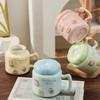 with Handle Ceramic Coffee Cup Heat-resistant Water Cup with Lid Cartoon Mirror Mug  Office