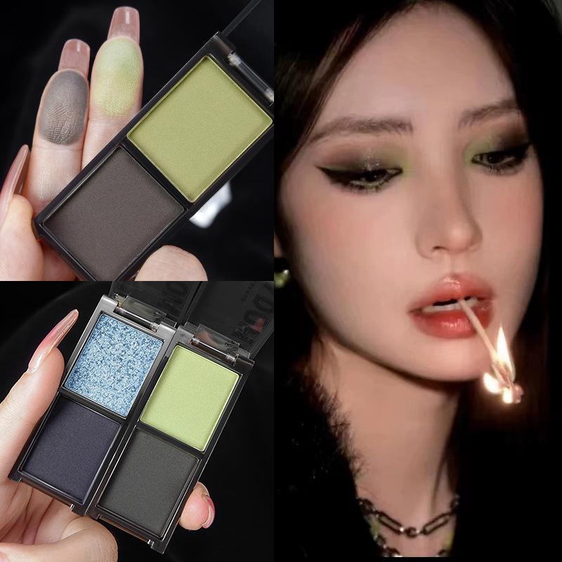 Cool & Clear Pink-Black Two-Tone Eyeshadow Palette – Super Sparkly, Dark Gothic Smoky Eyes, Sweet & Cool Green-Blue Makeup
