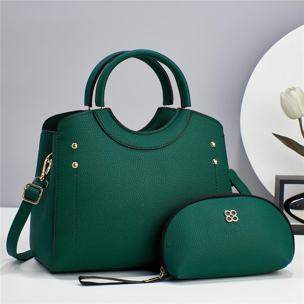 Pu Solid Color Pattern Tote Handbag With Zipper Pockets For Daily Use